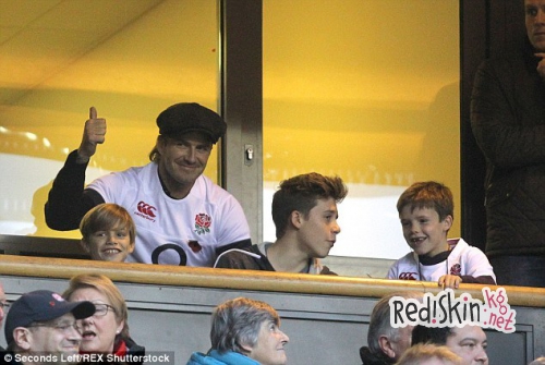 Отцы и дети: Дэвид Бекхэм с сыновьями посетили игру регби