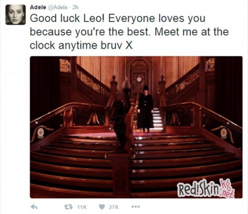 Адель: "Удачи, Лео! Каждый любит тебя, потому что ты лучший"