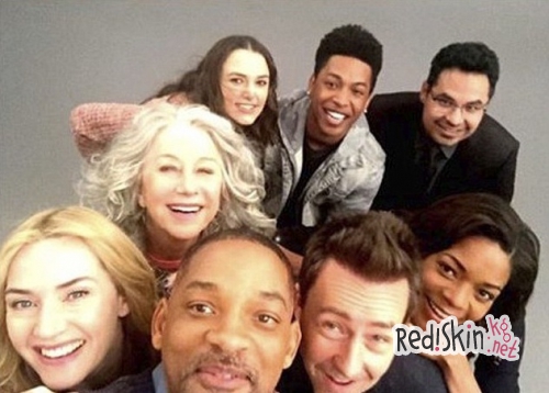 "Звездное селфи": Кейт Уинслет, Кира Найтли, Эдвард Нортон, Уилл Смит и Хелен Миррен со съемок "Побочной красоты"